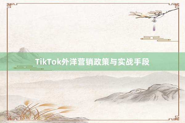 TikTok外洋营销政策与实战手段